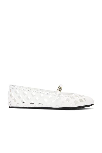 Dolce & Gabbana Ballerina Flat In Optical White