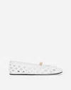 Dolce & Gabbana Formale Cutout Leather Ballet Flats In Bianco Ottico