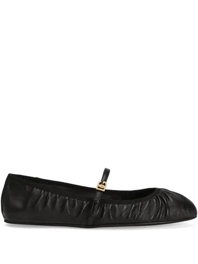 Dolce & Gabbana Ballerina Nappa Seta E Nastro In Nero