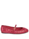 Dolce & Gabbana Nappa Leather Ballet Flats With Logo Buckle In Rosso