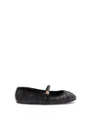 Dolce & Gabbana Black Ballerinas With Metallic Logo And Strap In Leather Woman In Black