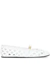 Dolce & Gabbana Formale Cutout Leather Ballet Flats In Weiss