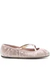 Dolce & Gabbana Pink Ballet Flats With Metallic Dg Logo Plaque In Pink