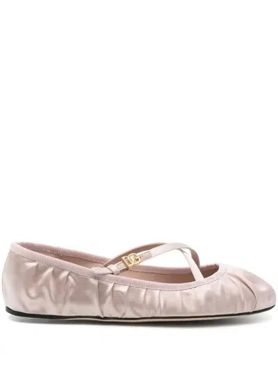 DOLCE & GABBANA LOGO-BUCKLE BALLET FLATS