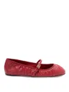 Dolce & Gabbana Nappa Leather Ballet Flats With Logo Buckle In Red