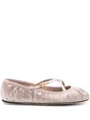 Dolce & Gabbana Pink Ballet Flats With Metallic Dg Logo Plaque In Nude & Neutrals