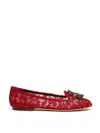 Dolce & Gabbana Vally Lace Jewel Slippers In Rosso