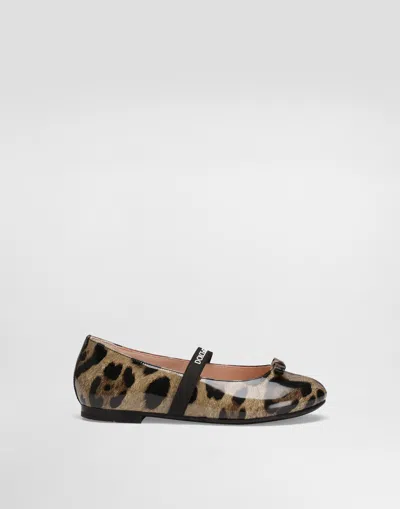 Dolce & Gabbana Ballet Flats In Printed Shiny Calfskin In Animal Print