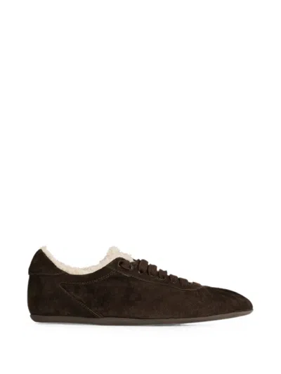 Dolce & Gabbana Dark Brown Logo Sneakers In Multi