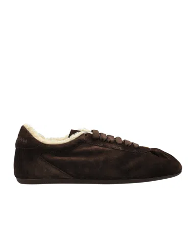 Dolce & Gabbana Ballet Suede Sneakers In Brown
