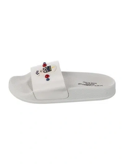 Pre-owned Dolce & Gabbana Kids' Bambino Leather Slides In White