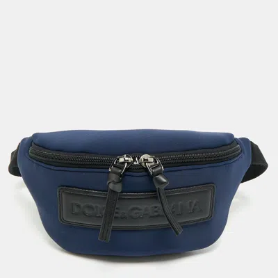 Pre-owned Dolce & Gabbana Bambino Navy Blue Neoprene Logo Belt Bag