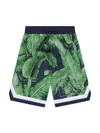 Dolce & Gabbana Banana Leaf-print Cotton Bermuda Shorts In Green
