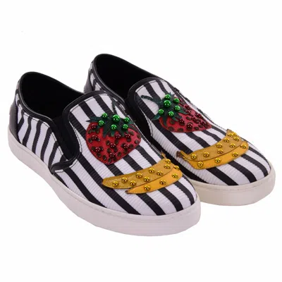Pre-owned Dolce & Gabbana Banana Strawberry Slip-on Sneaker Sneakers London Shoes 07288 In Red