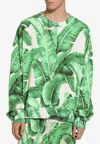 Dolce & Gabbana Round-neck Sweatshirt With Banana Tree Print In Green