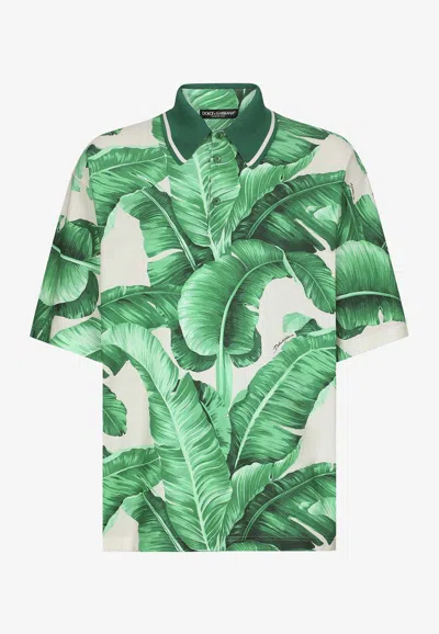 DOLCE & GABBANA BANANA TREE PRINT OVERSIZED POLO T-SHIRT