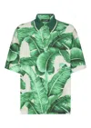 Dolce & Gabbana Oversize Polo-shirt With Banana Tree Print In Green/neutrals