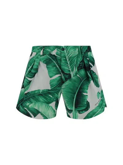 Dolce & Gabbana Banana Leaf Print Swim Shorts In Multi
