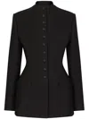 Dolce & Gabbana Band-collar Single-breasted Blazer In Black