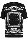 Dolce & Gabbana Black Crewneck T-shirt With Bandana Print All-over In Black
