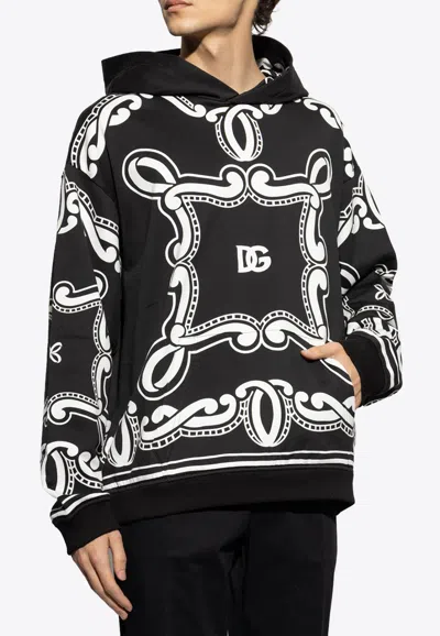 Dolce & Gabbana Bandana Print Hooded Sweatshirt In Black