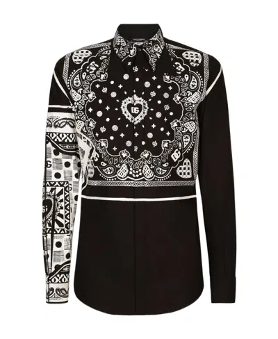 Dolce & Gabbana Bandana-print Shirt In Black