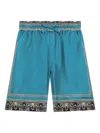 Dolce & Gabbana Boys Silk Bandana Print Shorts In Blue