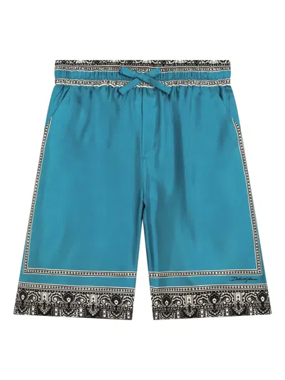 Dolce & Gabbana Kids' Bandana-print Shorts In Blue