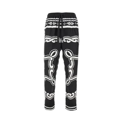Dolce & Gabbana Bandana Print Silk Pyjama Pants In Black