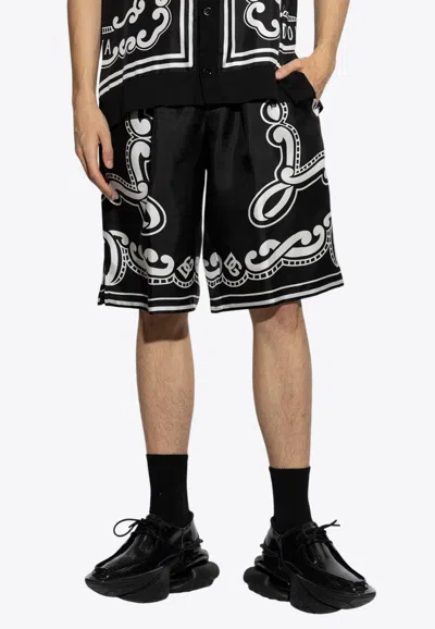 Dolce & Gabbana Bandana Print Silk Shorts In Black