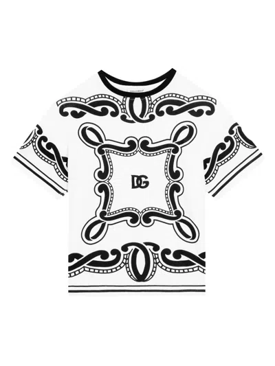 Dolce & Gabbana Kids' Bandana-print T-shirt In White