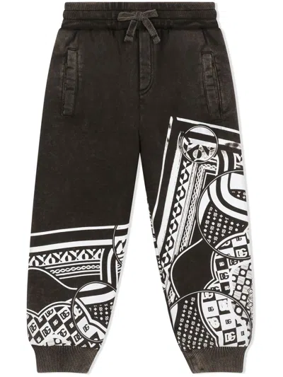 Dolce & Gabbana Kids' Bandana-print Track Trousers In Black