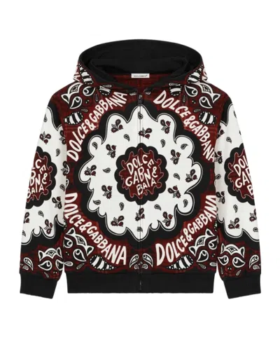 Dolce & Gabbana Bandana-print Zip-up Hoodie In Black