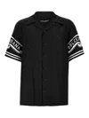 Dolce & Gabbana Black Shirt With Logo Print On The Sleeves In Silk Man In White