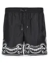 Dolce & Gabbana Bandanna Print Swim Trunks In White/black