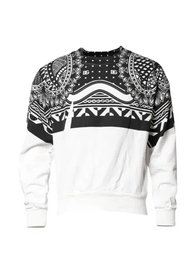Dolce & Gabbana Black White Bandana Cotton Men Sweatshirt Sweater In Multi