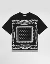 Dolce & Gabbana Black T-shirt For Boy With Bandana Print In Black