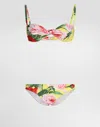 Dolce & Gabbana Bandeau Bikini With Floral Bouquet Print In Print