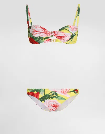 Dolce & Gabbana Bandeau Bikini With Floral Bouquet Print