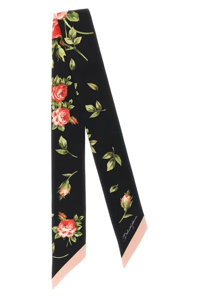 Dolce & Gabbana Bandeau "bouquet Rose" In Black