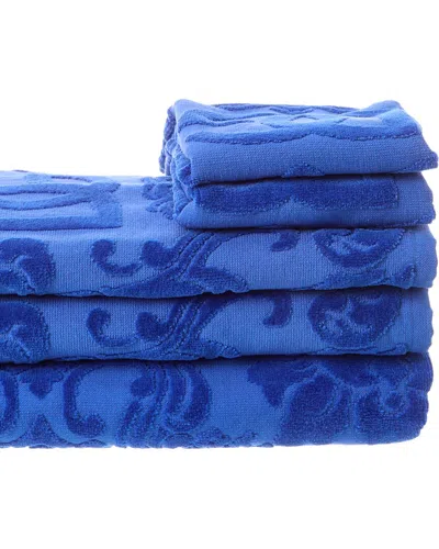Dolce & Gabbana Barocco Logo-jacquard Towel In Blue