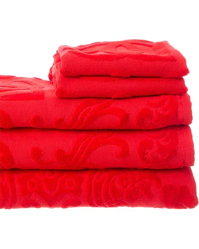 Dolce & Gabbana Barocco Logo-jacquard Towel, Set Of 5 In Red
