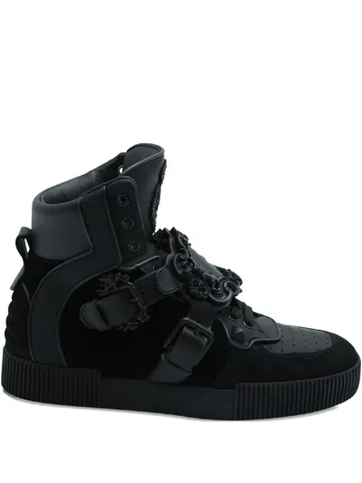 Pre-owned Dolce & Gabbana Baroque Buckle Sneakers In Black