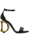 Dolce & Gabbana Keira 105 Polka Dot Print Dg Baroque Sandals In Black