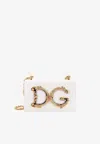Dolce & Gabbana White Baroque Dg Logo Leather Cross Body Bag In White