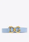 Dolce & Gabbana Baroque Dg Logo Leather Belt In Light Blue