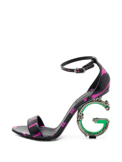 Pre-owned Dolce & Gabbana Baroque Heeled Sandals In Black