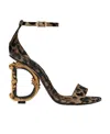 Dolce & Gabbana Keira 105 Leopard Print Leather Dg Baroque Sandals In Black