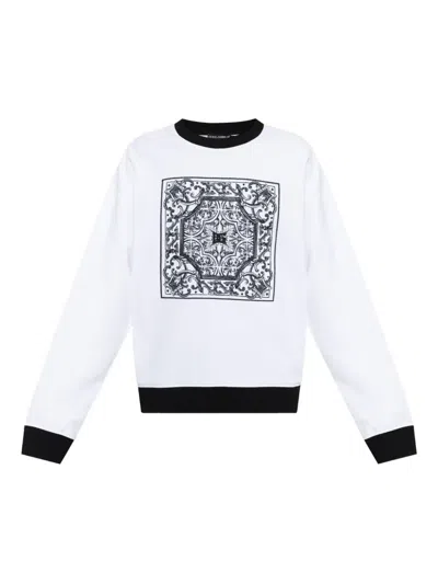 Dolce & Gabbana Baroque-print Sweatshirt In White