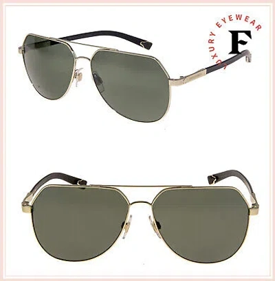 Pre-owned Dolce & Gabbana Basalto 2133 Black 18k Gold Plated Polarized Sunglasses Dg2133k In Green
